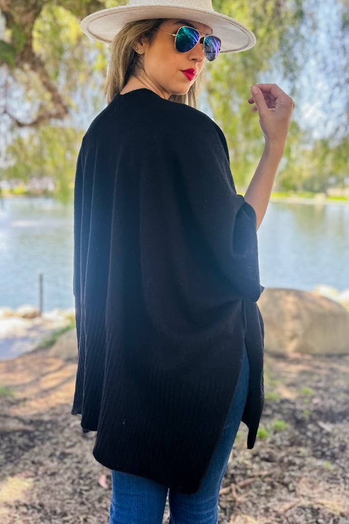 Black Pocket Detail Knit Cardigan