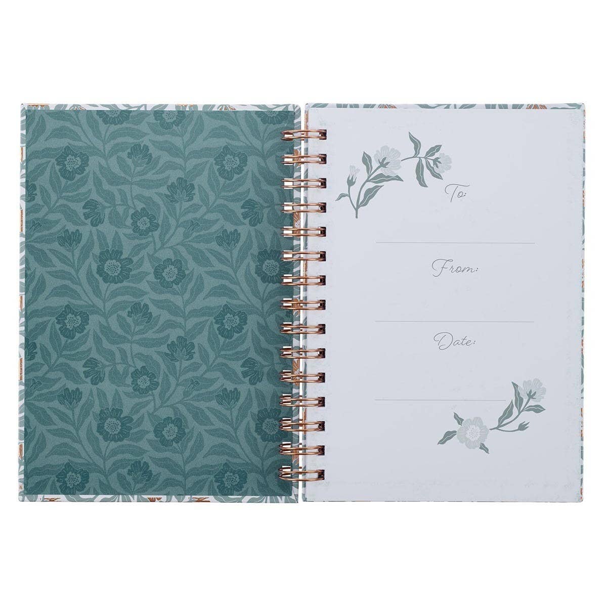 Journal Wirebound White/Teal/Gold My Grace 2 Cor. 12:9