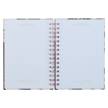 Journal Wirebound Black Floral Strong & Courageous Josh. 1:9