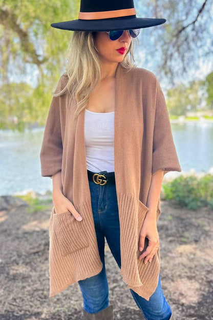 Taupe Pocket Detail Knit Cardigan