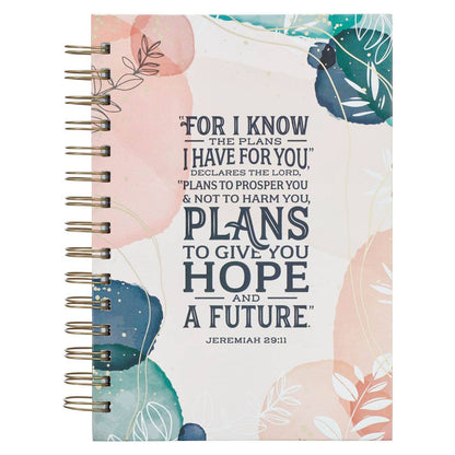 Journal Wirebound White Abstract/Leaves Plans Jer. 29:11