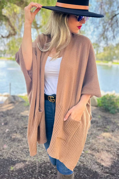 Taupe Pocket Detail Knit Cardigan