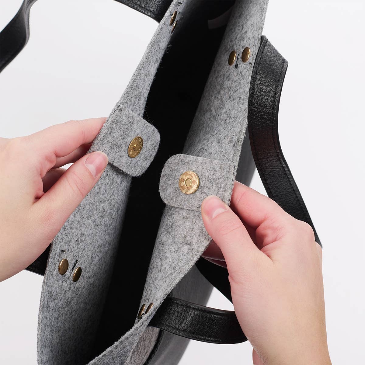 Bible Tote Gray/Black Love Never Fails Badge 1 Cor. 13:8