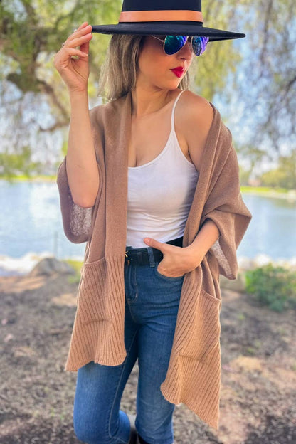 Taupe Pocket Detail Knit Cardigan