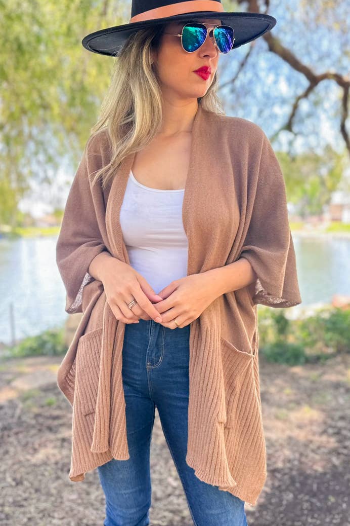 Taupe Pocket Detail Knit Cardigan