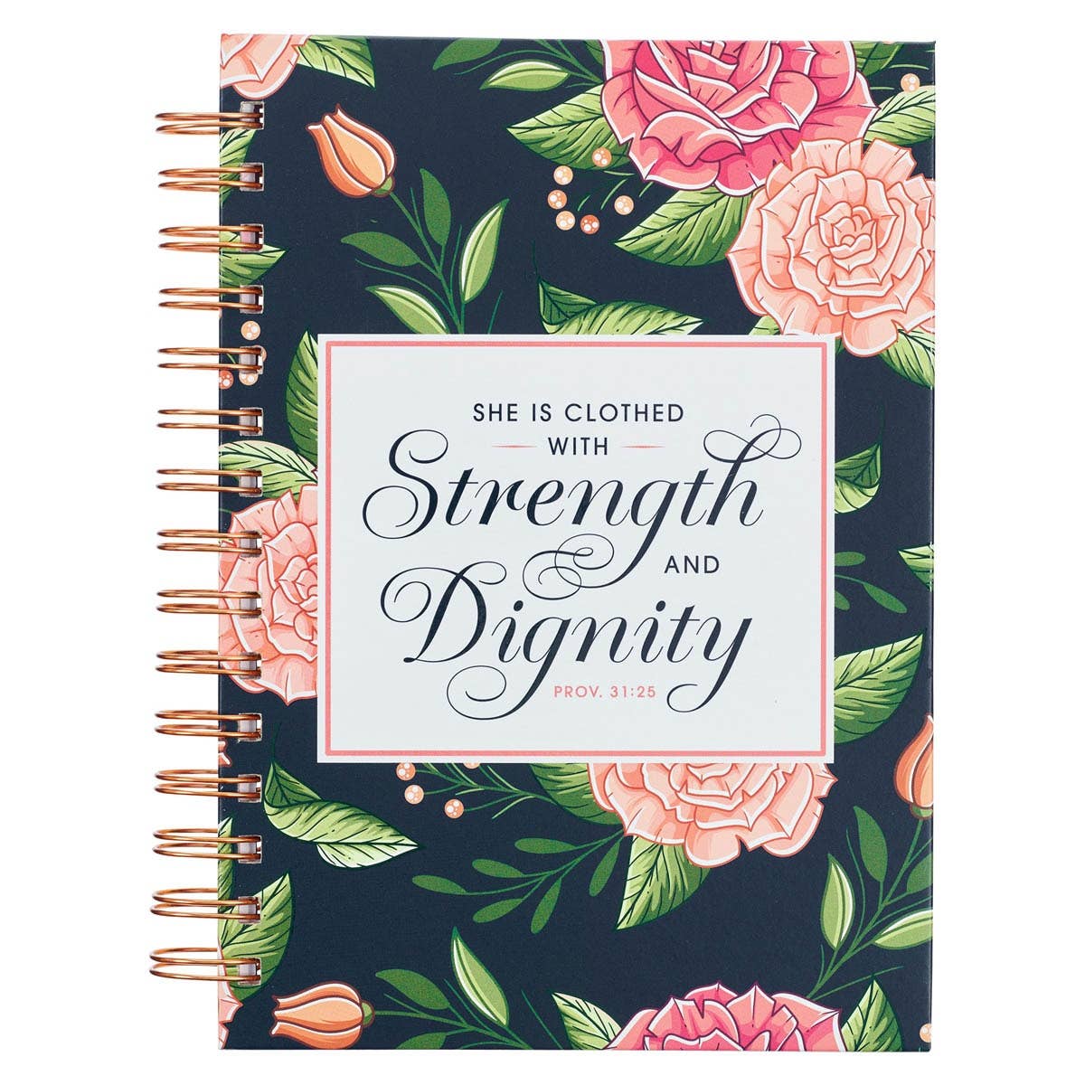 Journal Wirebound Navy Floral Strength & Dignity Prov. 31:25