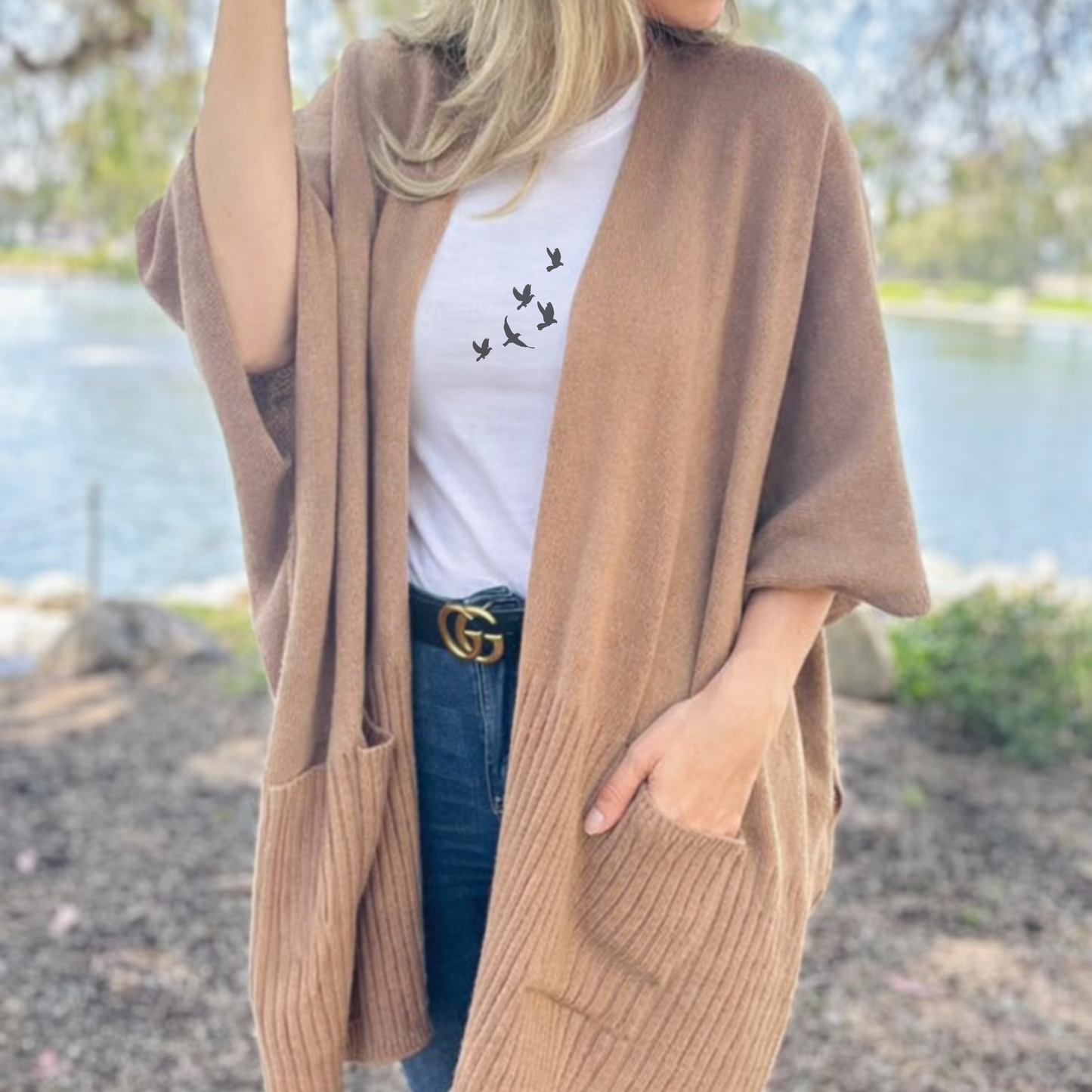 Taupe Pocket Detail Knit Cardigan