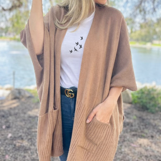 Taupe Pocket Detail Knit Cardigan