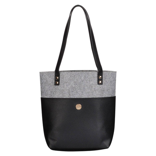 Bible Tote Gray/Black Love Never Fails Badge 1 Cor. 13:8