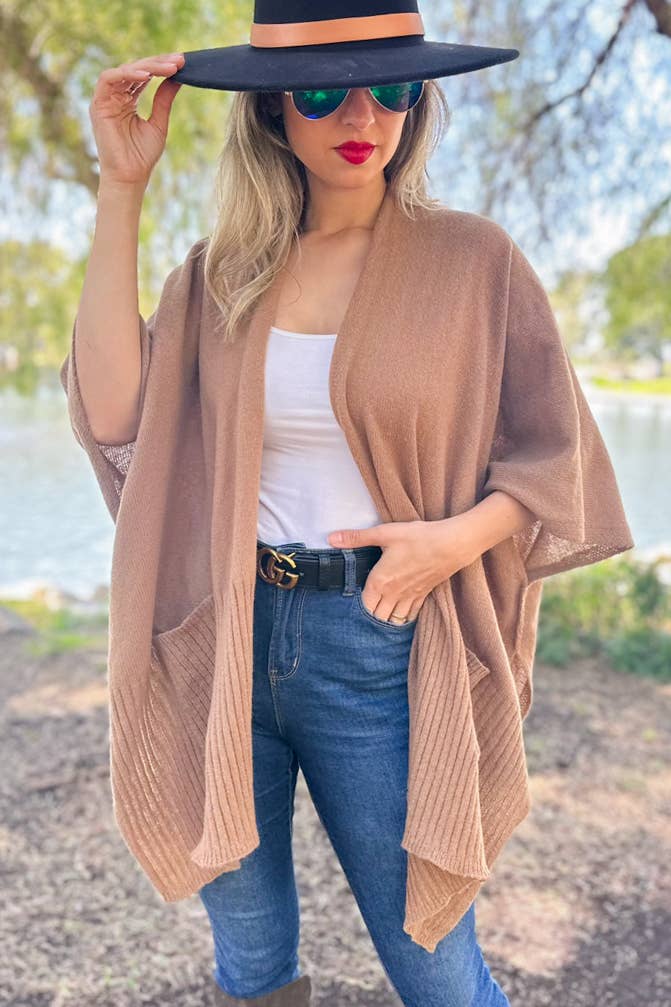 Taupe Pocket Detail Knit Cardigan