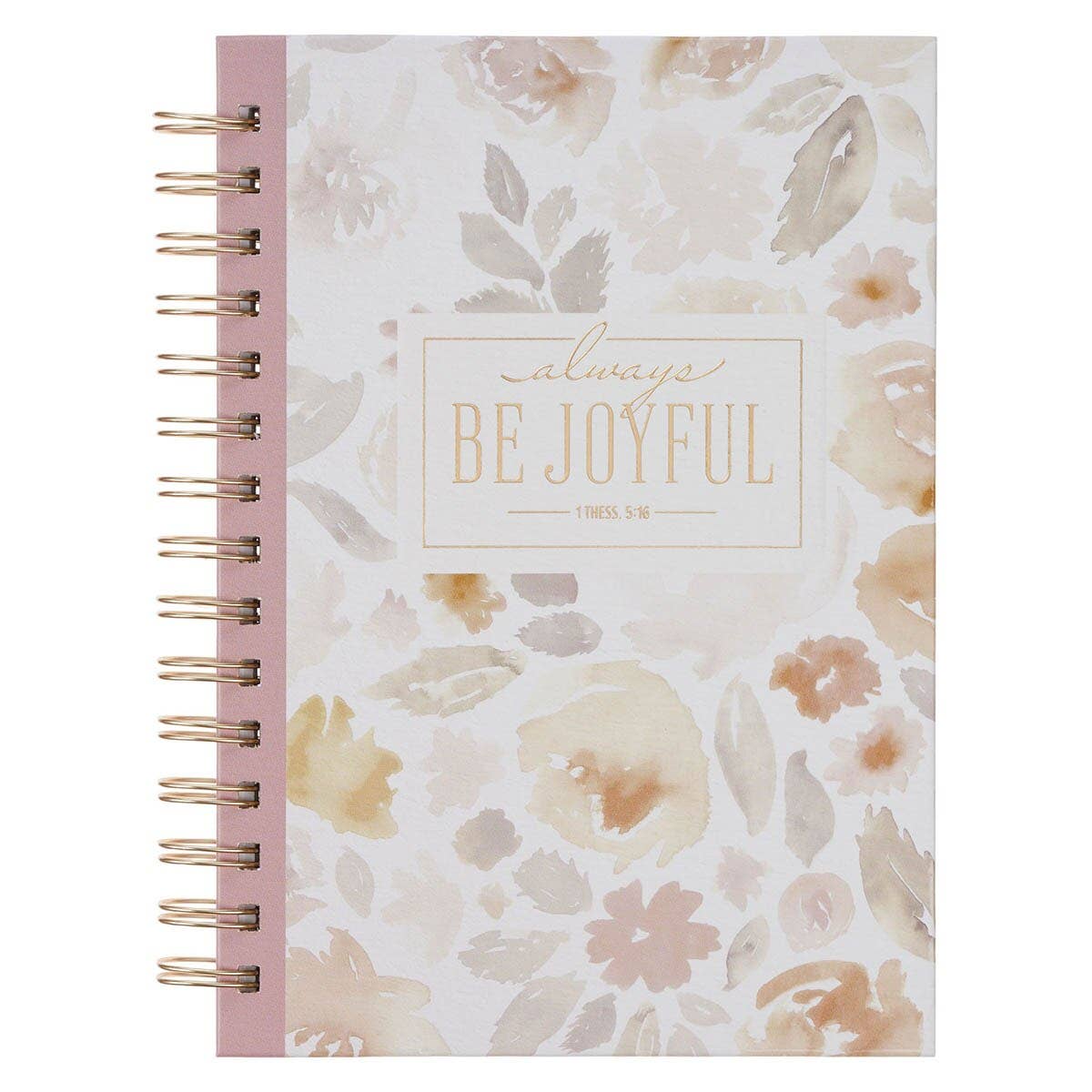 Journal Spiral Dusty Mauve Floral Be Joyful 1 Thess. 5:16